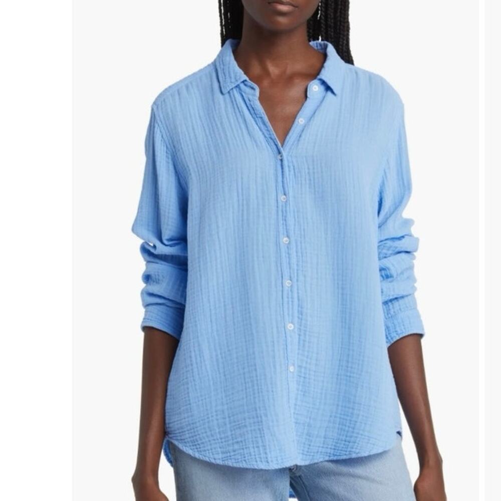 Womens Xirena Scout Cotton Gauze Blouse Blue Size S EUC!
